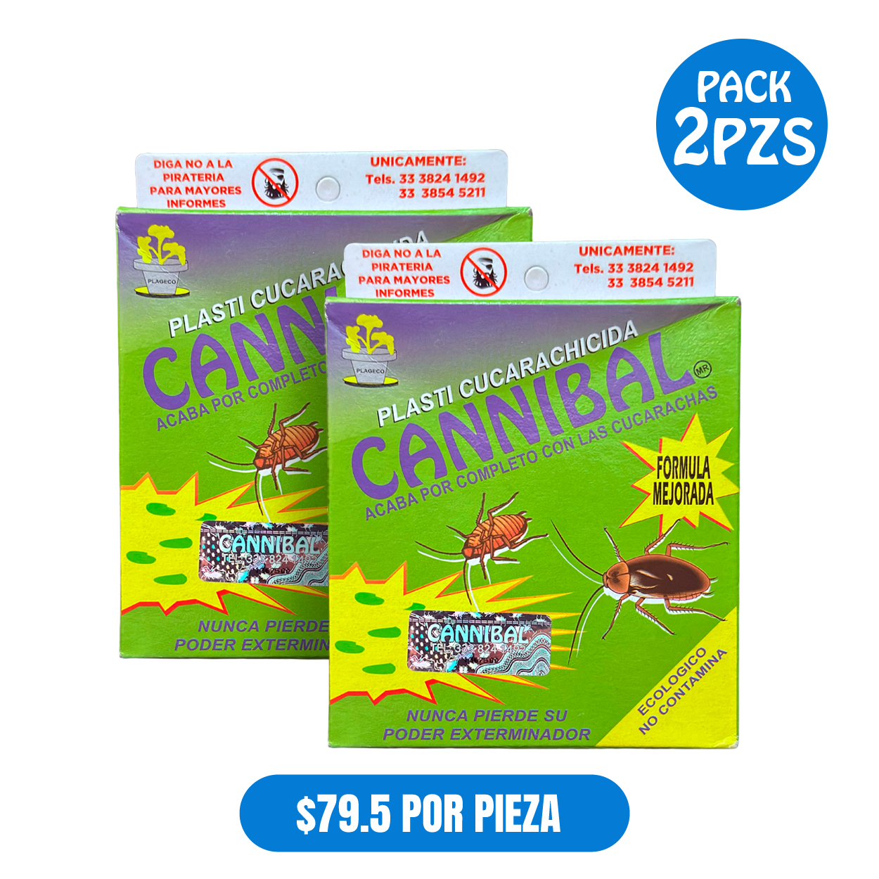 2PACK Cannibal® Cebo Ecologico Exterminador De Plagas Cajita 80g