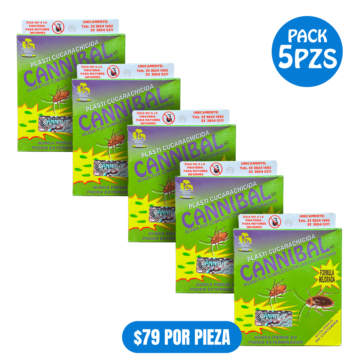 5 PACK Cannibal® Cebo Ecologico Exterminador De Plagas Cajita 80g