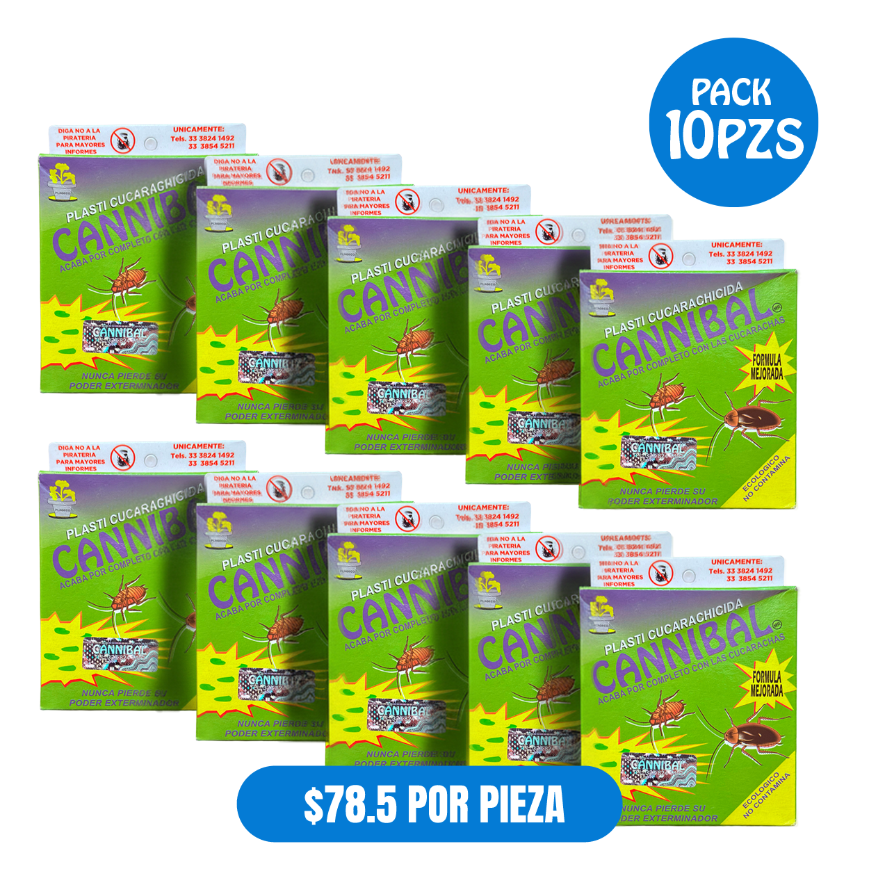 10 PACK Cannibal® Cebo Ecologico Exterminador De Plagas Cajita 80g